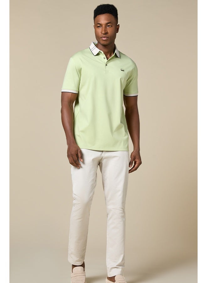 Mannerism The Limecrest Lime Green Polo in Breathable Cotton Comfort Fit - Image 4
